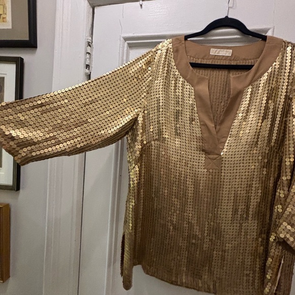 Micheal Kors Gold Sequin Tunic Too - women’s 2x. NWT - Picture 2 of 5